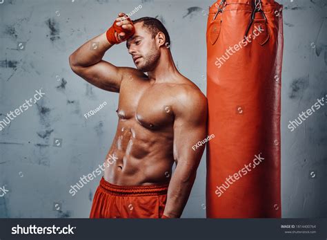 Sportsman Naked Torso Bandaged Hands Finished Stock Photo Shutterstock