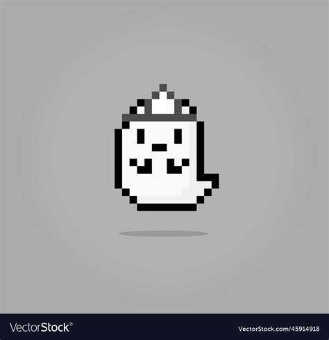 8 bit pixel cute flying ghost Royalty Free Vector Image