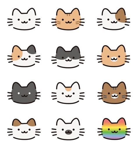 Colección de caras de gato lindas Vector Premium