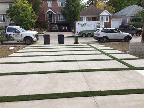 Driveway Grass Between Pavers Strips Breaks The Boredom Of All Concrete