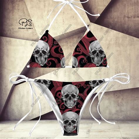 Traje De Ba O Con Estampado D Para Mujer Conjunto De Bikini Con Estampado De Calavera