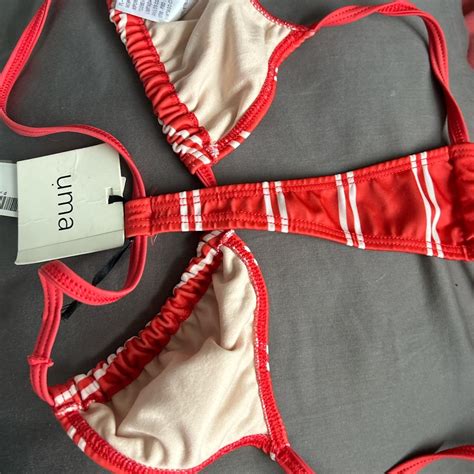 Uma Striped String Bikini Top Depop