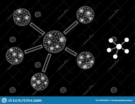 Vector Mesh Net Relations With Light Constellation Spots Stock Vector