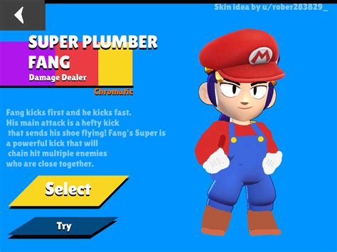 Fang skin idea - Super Plumber Fang : r/Brawlstars