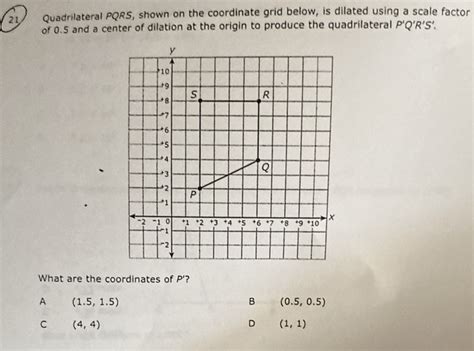 Solved Quadrilateral Pqrs Shown On The Coordinate Grid Below Is