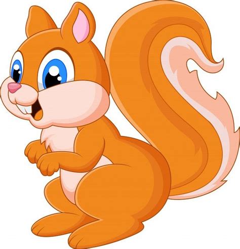 Cartoon Squirrel Sitting On Its Hind Legs And Looking At The Camera