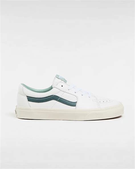Sk8 Low Premium Leather Shoes Green White Vans