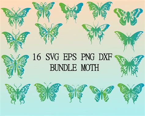 16 Moth SVG Bundle Moths Clipart Moth PNG Moth Line Drawing Cut