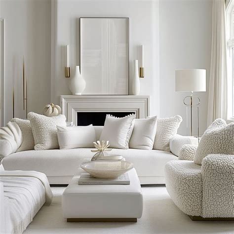 Dreamy White, Beige, and Cream Living Room Interior Ideas en 2024 ...