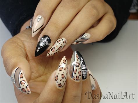 Leopard Print Nails In Nude Nail Art