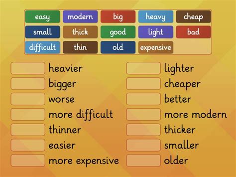 Adjectives Comparatives Une Las Parejas