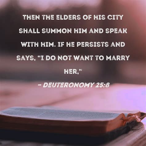 Deuteronomy 25:8 Then the elders of his city shall summon him and speak
