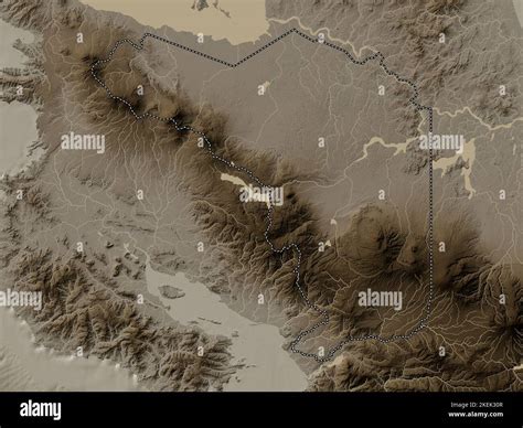 Alajuela Province Of Costa Rica Elevation Map Colored In Sepia Tones