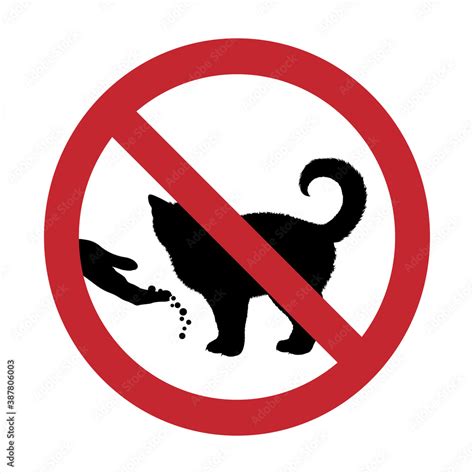 Vector Silhouette Of Do Not Feeding Cat Mark On White Background