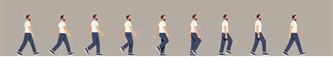 Full Walk Cycle Sequence Animation Man In Motion Vector Image