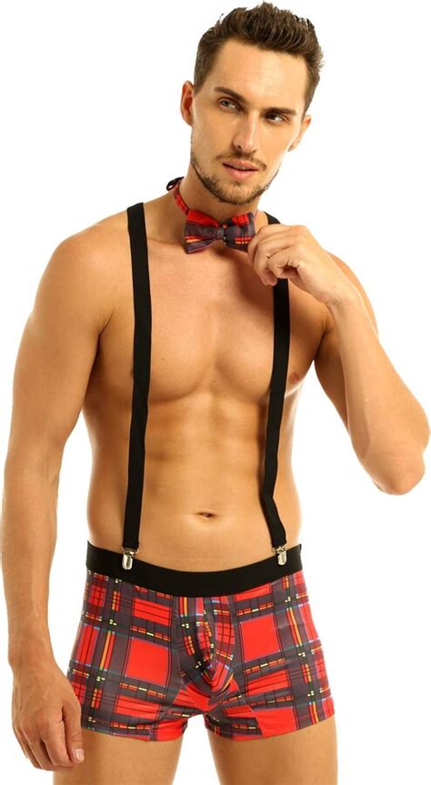 Freebily Sexy Men S Waiter Tuxedo Lingerie Set Tuxedo Boxer Briefs Gentleman Outfits Colorful