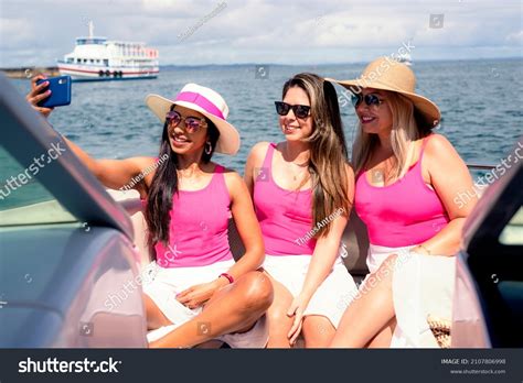 Women Bikini On Boat Smiling Camera Stock Photo Shutterstock
