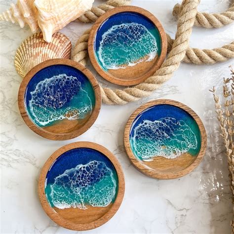 Ocean Resin Coaster Etsy