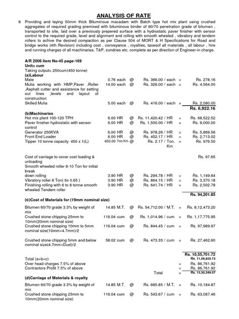 Estimate - 3. - Bitumen Work | PDF | Structural Engineering | Building ...
