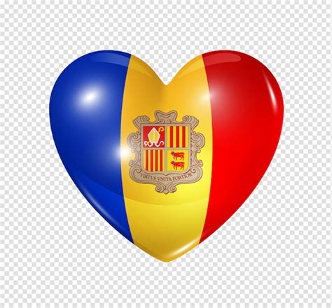Premium PSD | Love andorra, heart flag symbol