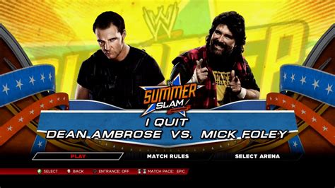 Wwe K Dean Ambrose Vs Mick Foley I Quit Match Youtube