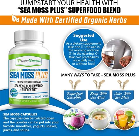 Power By Naturals Certified Organic Sea Moss Plus Supplements With