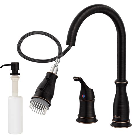 Appaso Pull Out Kitchen Faucet 3 Hole Touch Sprayer Oil Rubbed Bronze 211orb