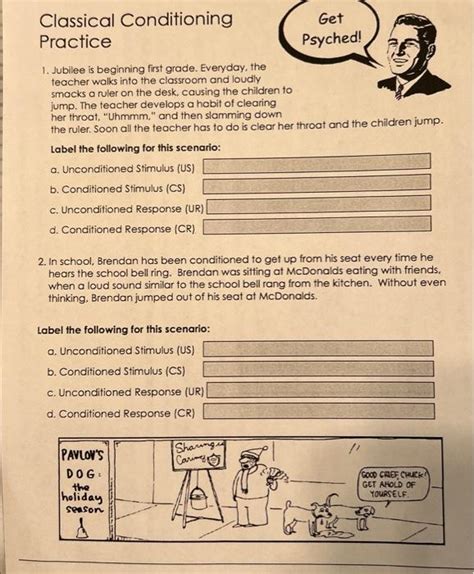 Classical Conditioning Practice Worksheets Library