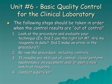 Ppt Unit 6 Basic Quality Control For The Clinical Laboratory