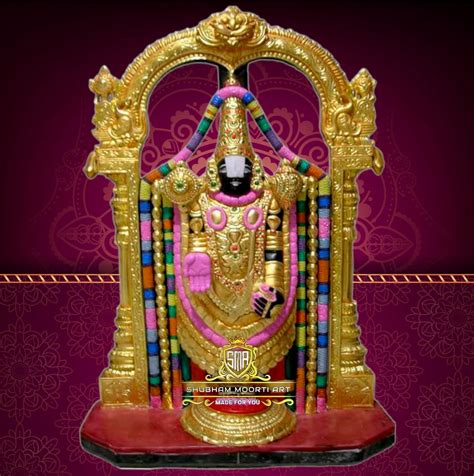 Painted Hindu Black Marble Tirupati Balaji Statue For Worship At