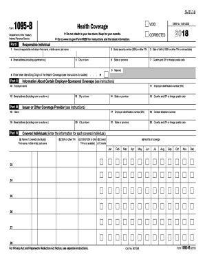 IRS Form 1095 B - Printable Health Coverage Template in PDF