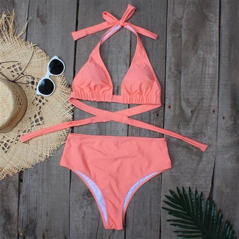 New Style Printed High Waist Split Bikini Swimsuit Women Sexy