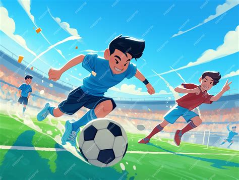 Vector Cartoon Clip Art Illustration Of A Soccer Player Dribbling The