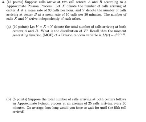 Solved Points Suppose Calls Arrive At Two Call Chegg