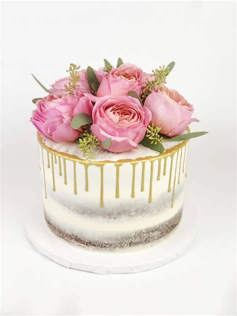 Semi Naked Cake With Gold Drips Rach Makes Cakes