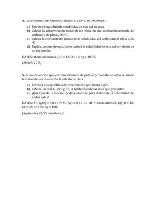 Problemas De Repaso De Equilibrio De Solubilidad PDF