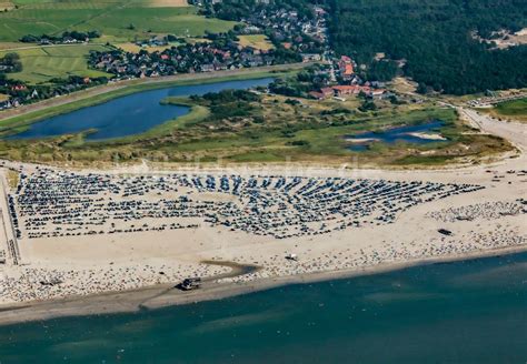 Sankt Peter Ording von oben Küsten Landschaft am Sandstrand der