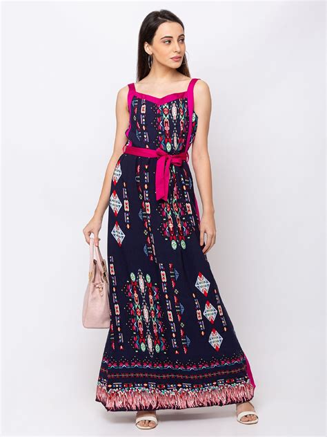 Indian Sleeveless Maxi Dress For Women Multicolor Printed Etsy