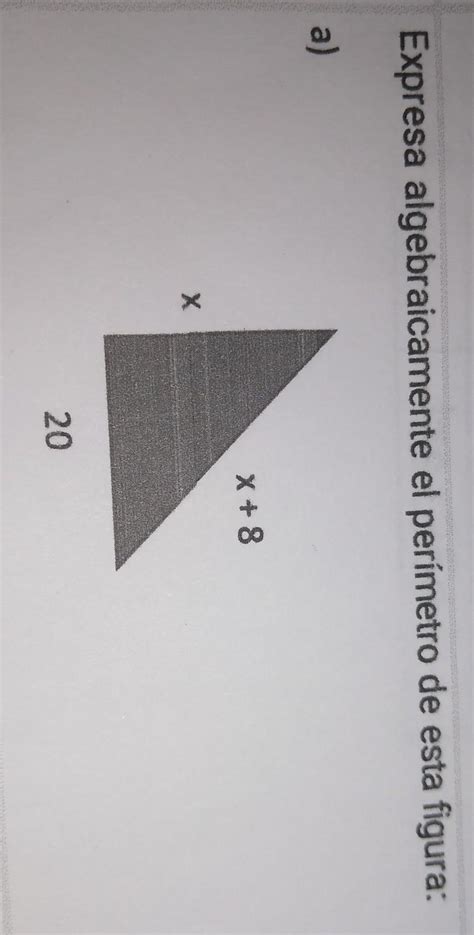 Expresa algebraicamente el perímetro de esta figura X 8X20 Brainly lat