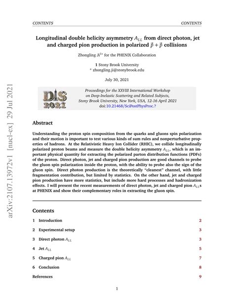 Pdf Longitudinal Double Helicity Asymmetry A Ll From Direct