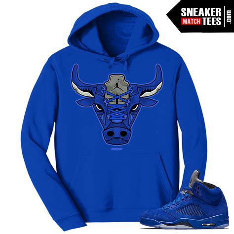 Blue Suede 5s Hoodie Match Sneakers Sneaker Match Tees