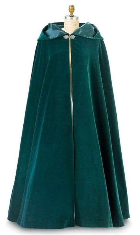 Green Velvet Cloak With Hood Completely Lined In Green Satin Custom