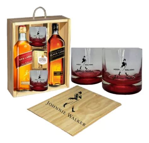 Whisky Johnnie Walker Black Red Vasos Rocher En Caja Env O Gratis