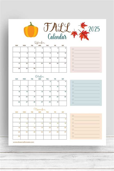 Free Printable 2025 Fall Calendars - Draw Craft Create