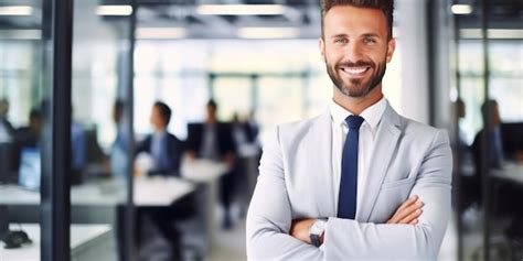 Premium Photo Confident Corporate Man With Arms Crossed