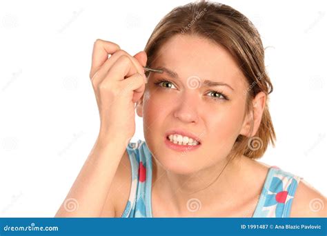 Painful Eyebrow Plucking Stock Image Image Of Pain Painful 1991487