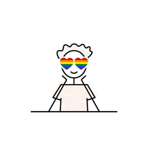 Mois de la fierté LGBT les yeux en forme de coeur drapeau arc en ciel mec gay mignon tenant des