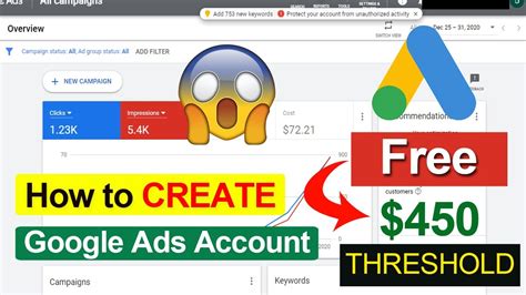 How To Create Google Ads Account Get 450 Threshold Paid Method YouTube