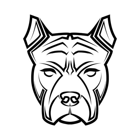 Download Black And White Line Art Of Pitbull Dog Head Good Use For