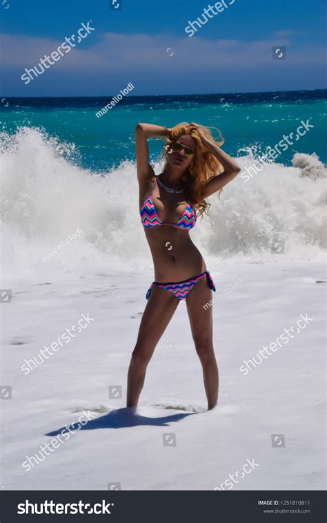 Sexy Blonde Model Bikini Stock Photo Edit Now Shutterstock